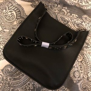 NEW WHBM Edgy Black Leather Purse